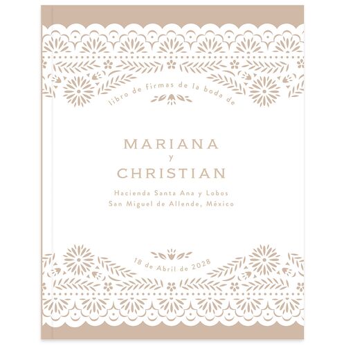 Papel Picado De Mexico Wedding Guest Book Taupe