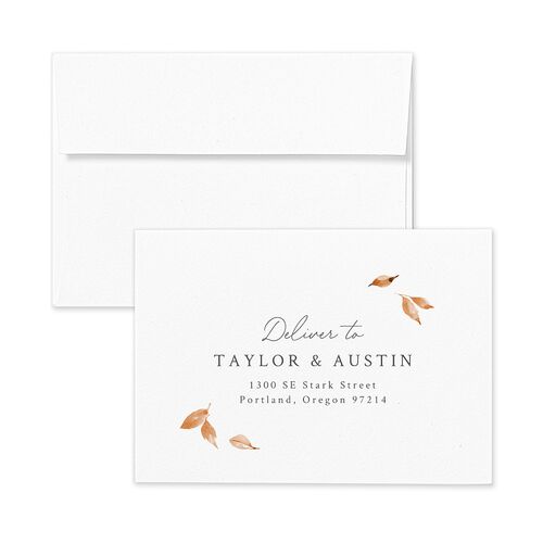 Leafy Garland Foil Response Card Envelopes White Champagne Return Address Signature Standard