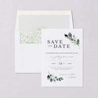 Elegant Greenery Save The Date Cards Pure White Signature smooth Blank No Standard