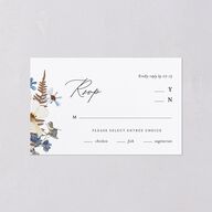 Pressed Flowers All-in-One Wedding Invitations Regency Blue Signature Light Both Recipient and Return Addresses No