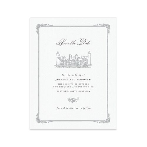 Medieval Castle Storybook Save the Date Petite Cards Silver Signature smooth Blank No Standard