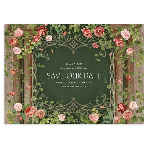 Fairytale Garden Save the Date Cards Dark Green Signature smooth Blank No Standard