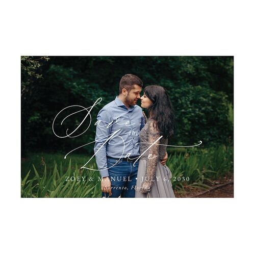 Curved Garland Save The Date Postcards Charcoal