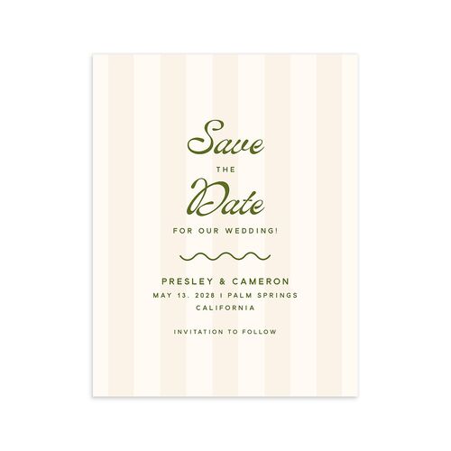 Cabana Stripes Save the Date Petite Cards Olive Signature smooth Blank Standard