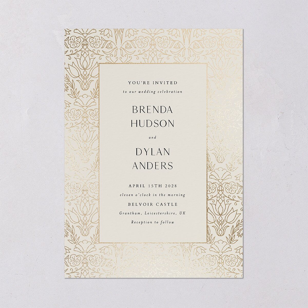 Ornate Regency Wedding Invitations Gold Bisque Signature Blank No