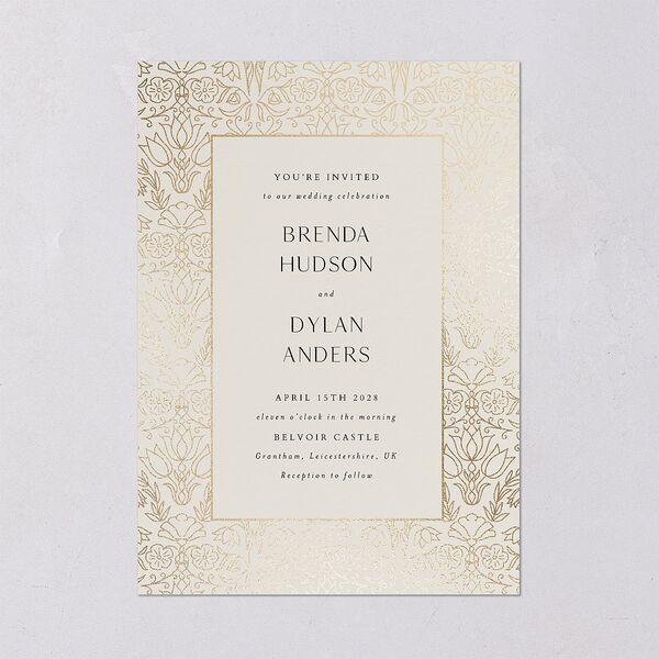 Ornate Regency Wedding Invitations Gold Bisque Signature Blank No
