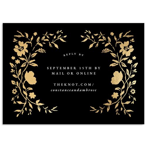 Luxury Wildflower Foil Wedding Response Cards Charcoal Gold Signature Standard