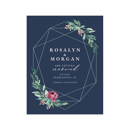 Gilded Botanical Save the Date Petite Cards Moody Blue Signature smooth Blank No Standard