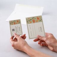 Vintage Nouveau Floral QR Code RSVP Cards Pear Signature Rounded