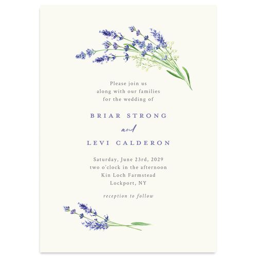 Elegant Farmhouse Lavender Wedding Invitations French Blue Signature Blank No Standard