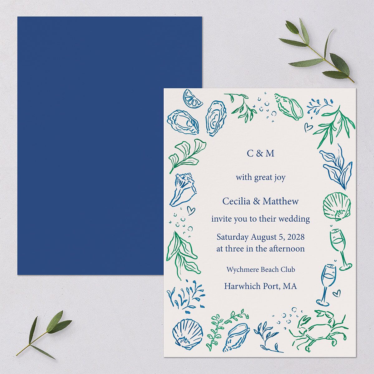 Nautical Border Wedding Invitations — view 1