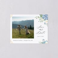 Elegant Hydrangea Save the Date Petite Cards Dusty Blue Signature smooth Blank No Standard