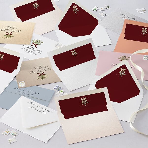 Elegant Eucalyptus Christmas Foil Wedding Invitations Gold Licorice Signature Blank No Standard
