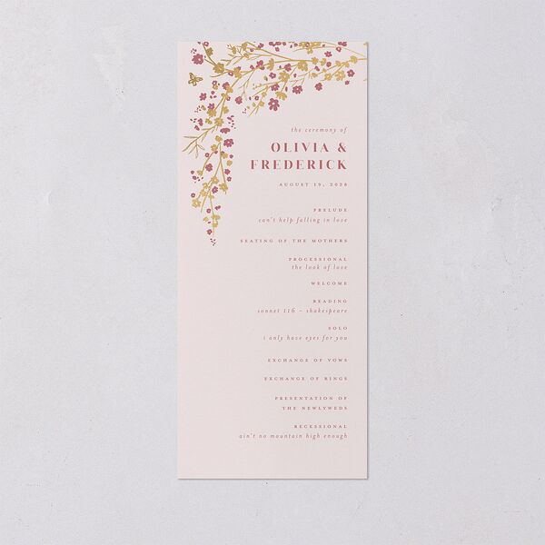 Cherry Blossoms Wedding Programs Gold Soft Pink Signature