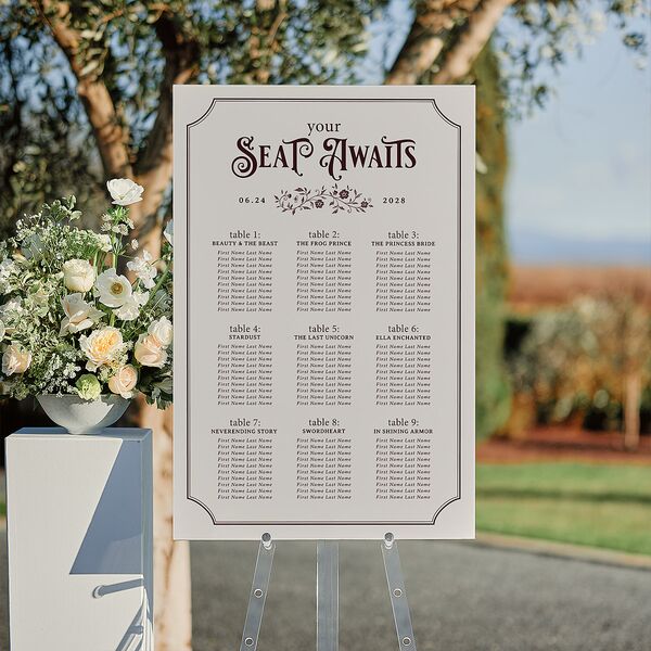 Vintage Storybook Standard Seating Chart Large Merlot Standard Indoor Foam Core L Seating