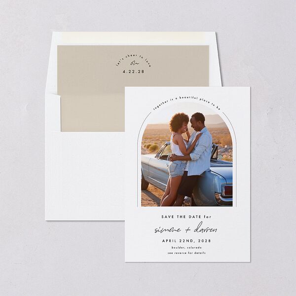 Arched Photo Save the Date Cards Sand Signature smooth Blank No Arch