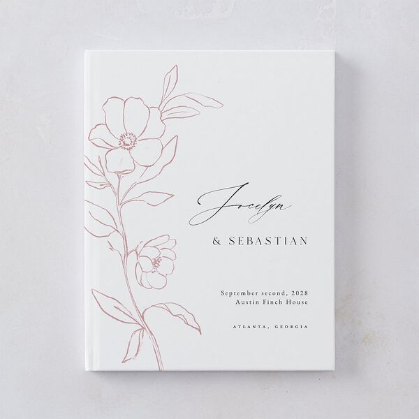 Floral Sketch Wedding Guest Book Off-White