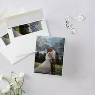 Peacock Nouveau Thank You Cards Gold Linen