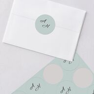 Beach Monogram Wedding Stickers Pale Blue Circle