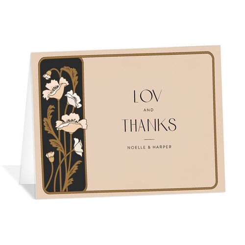 Vintage Nouveau Floral Thank You Cards Licorice