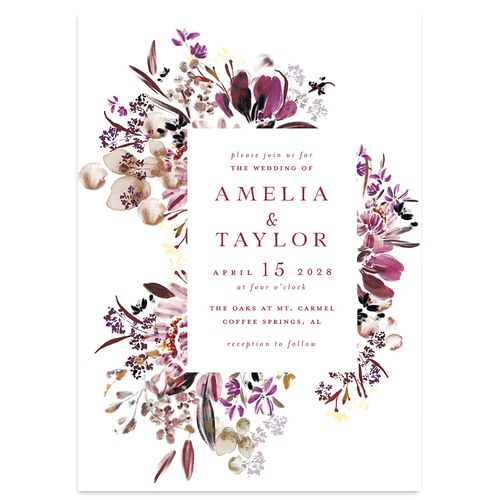 In Bloom Wedding Invitations Raspberry Signature Blank No Standard