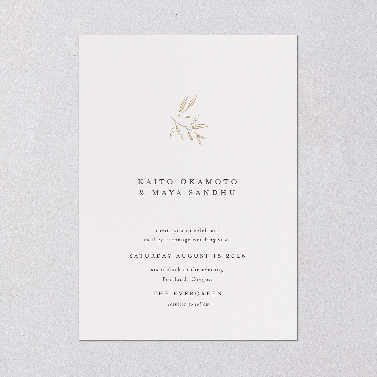 Shining Sprig Wedding Invitations Gold Mist Signature Blank No