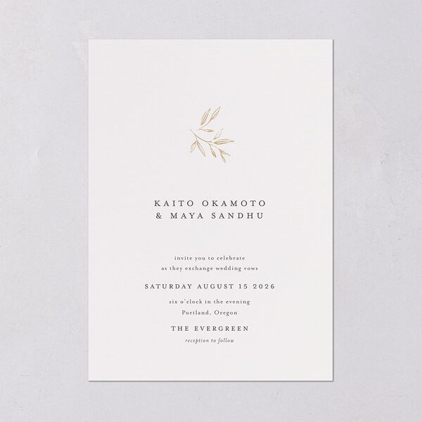 Shining Sprig Wedding Invitations Gold Mist Signature Blank No