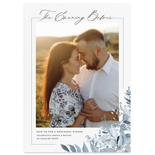 Shining Greenery Rehearsal Dinner Invitations Midnight Navy Signature Blank Standard