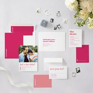 Vibrant Bold Save The Date Cards Hot Pink Signature smooth Blank No Standard