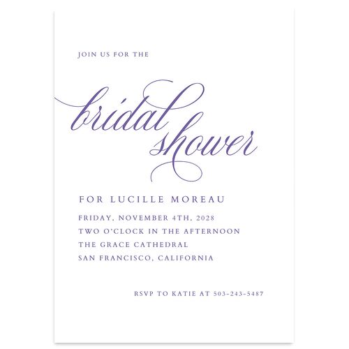 The Union Of Bridal Shower Invitations French Violet Signature Blank Standard