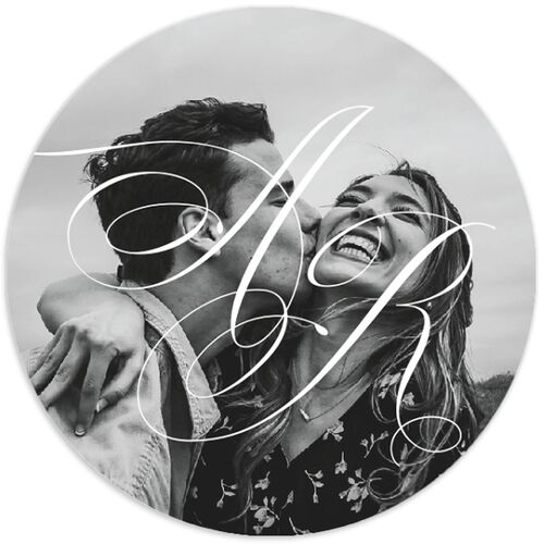 Grand Calligraphy Wedding Stickers Medieval Grey Circle