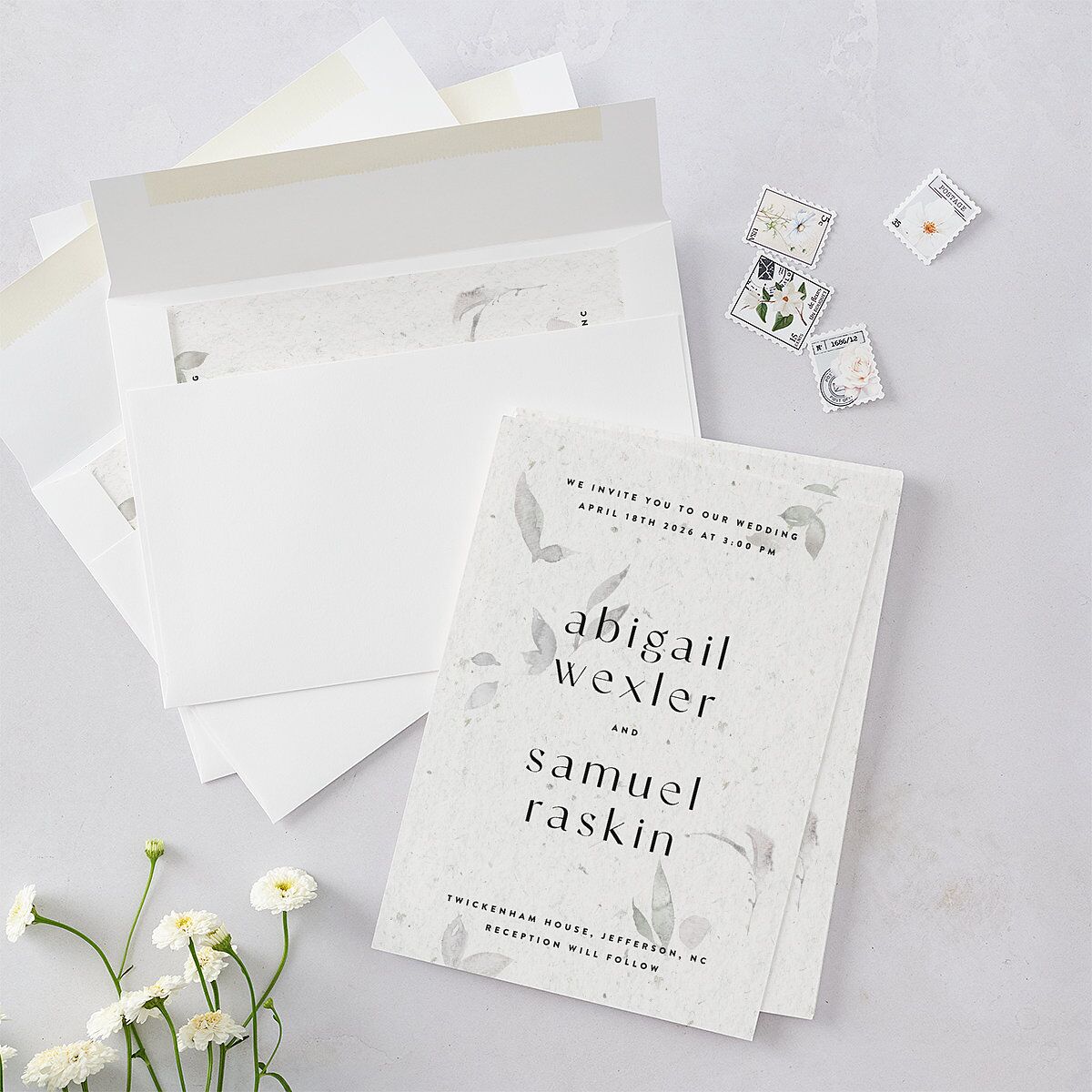 Pressed Leaves Wedding Invitations — view 4