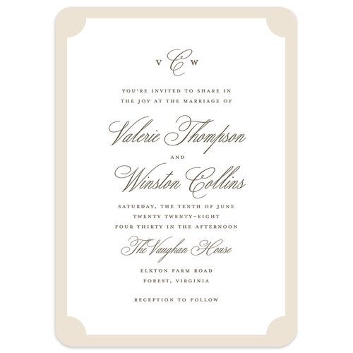 Elegant Eclectic Wedding Invitations Linen Signature Blank No Rounded