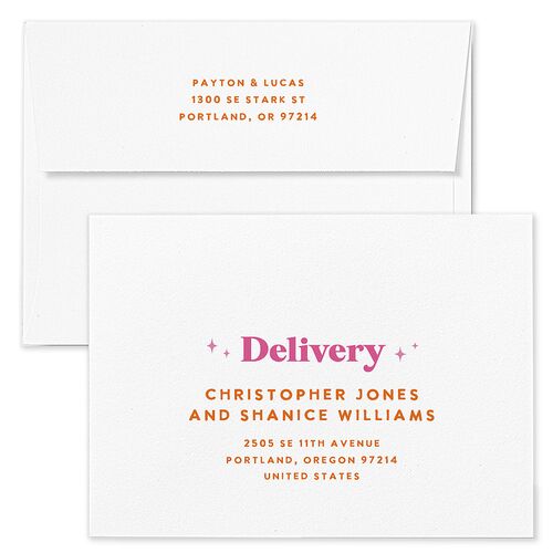 Colorful Retro Stripes Wedding Invitation Envelopes Rose Barely Peach Recipient Address Standard Signature