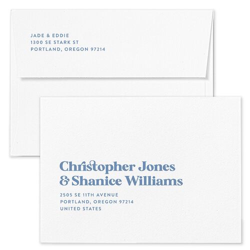 Music Lovers Wedding Invitation Envelopes White Cornflower Both Recipient and Return Addresses Standard Signature