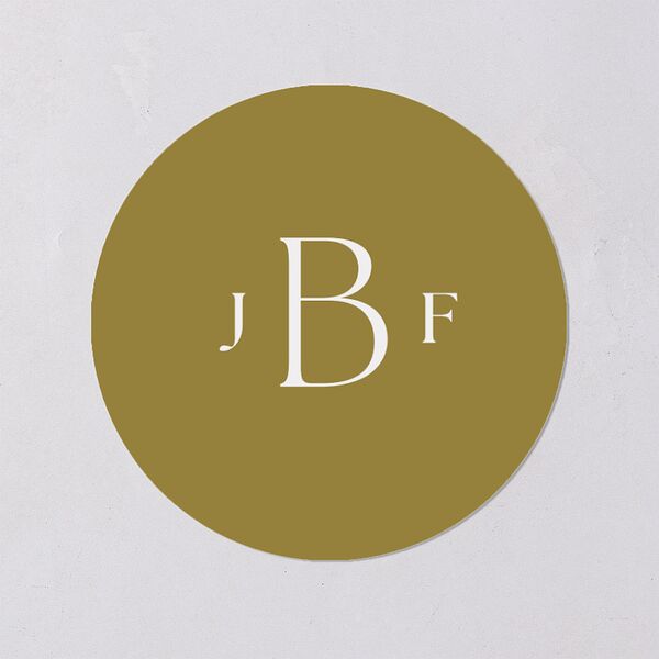 Black Tie Crest Wedding Stickers Pure White Circle