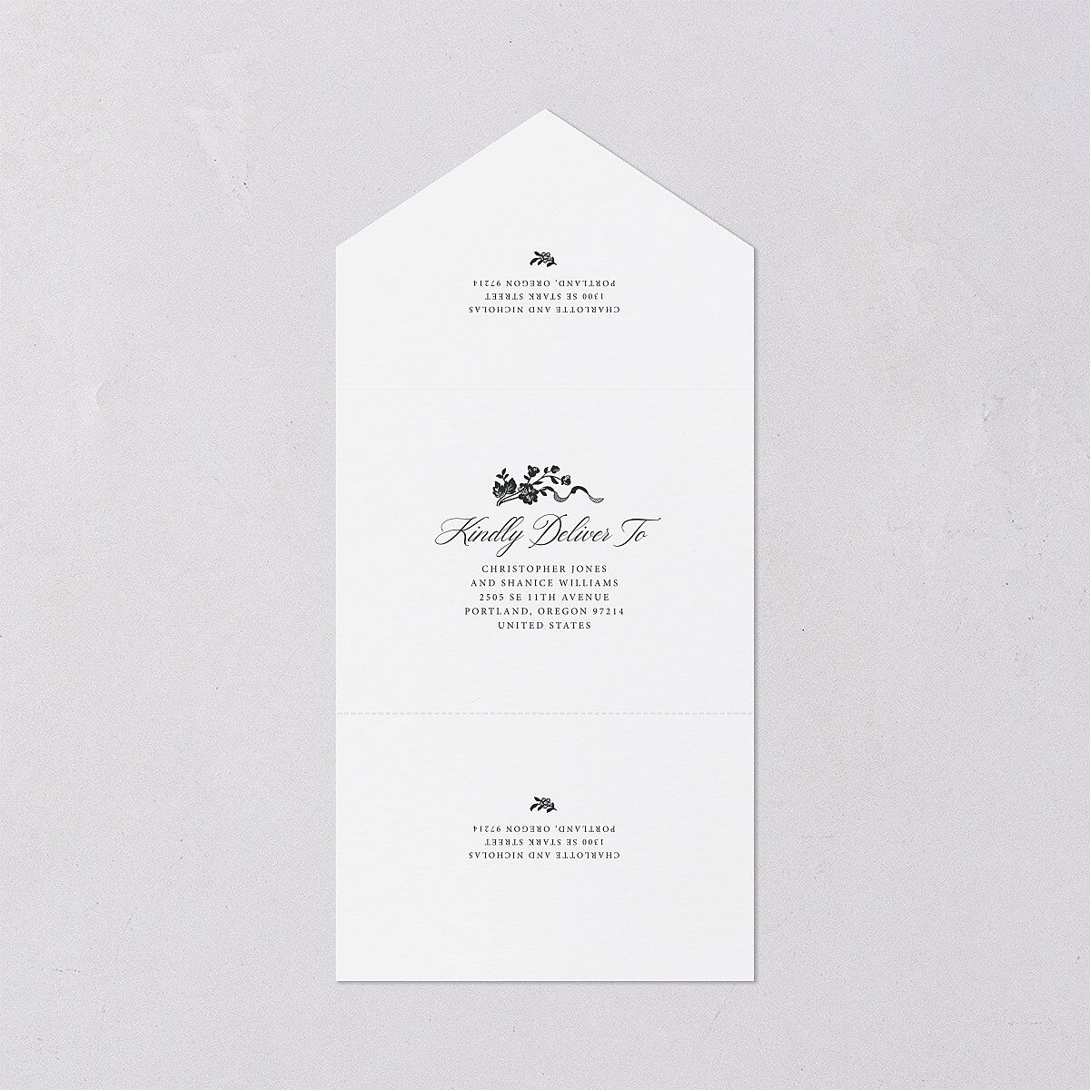 Old Money Botanical All-in-One Wedding Invitations Pure White Signature Light Both Recipient and Return Addresses No