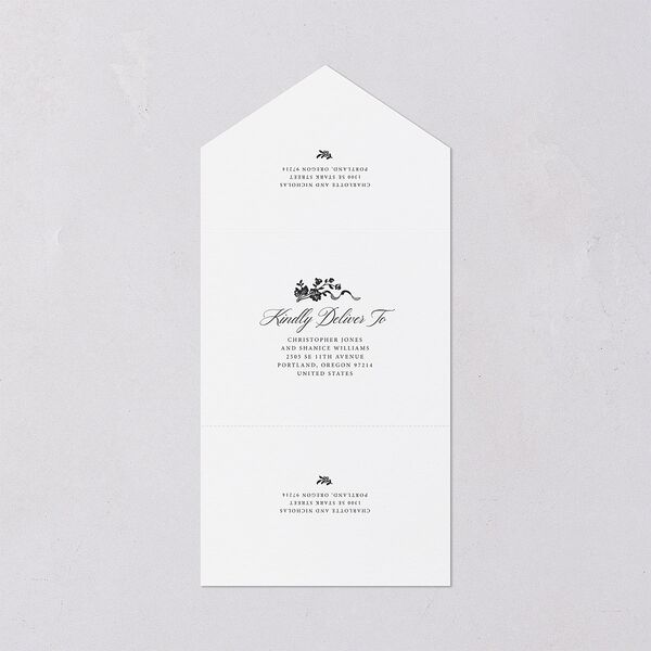Old Money Botanical All-in-One Wedding Invitations Pure White Signature Light Both Recipient and Return Addresses No