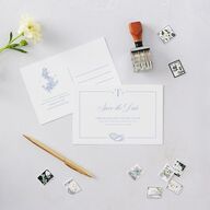 Coastal Oysters and Anchors Save the Date Postcards Sea Blue