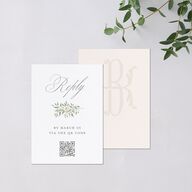 Luxury Floral Monogram QR Code RSVP Cards Cotton Signature Standard