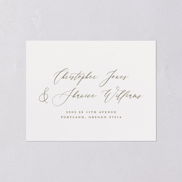 Ethereal Greenery and Gold All-in-One Wedding Invitations Pure White Signature Light Both Recipient and Return Addresses No