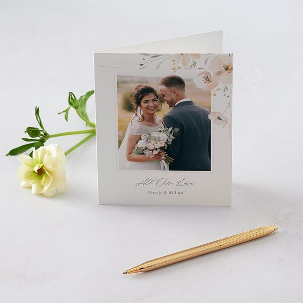 Floral Photo Thank You Cards Blush