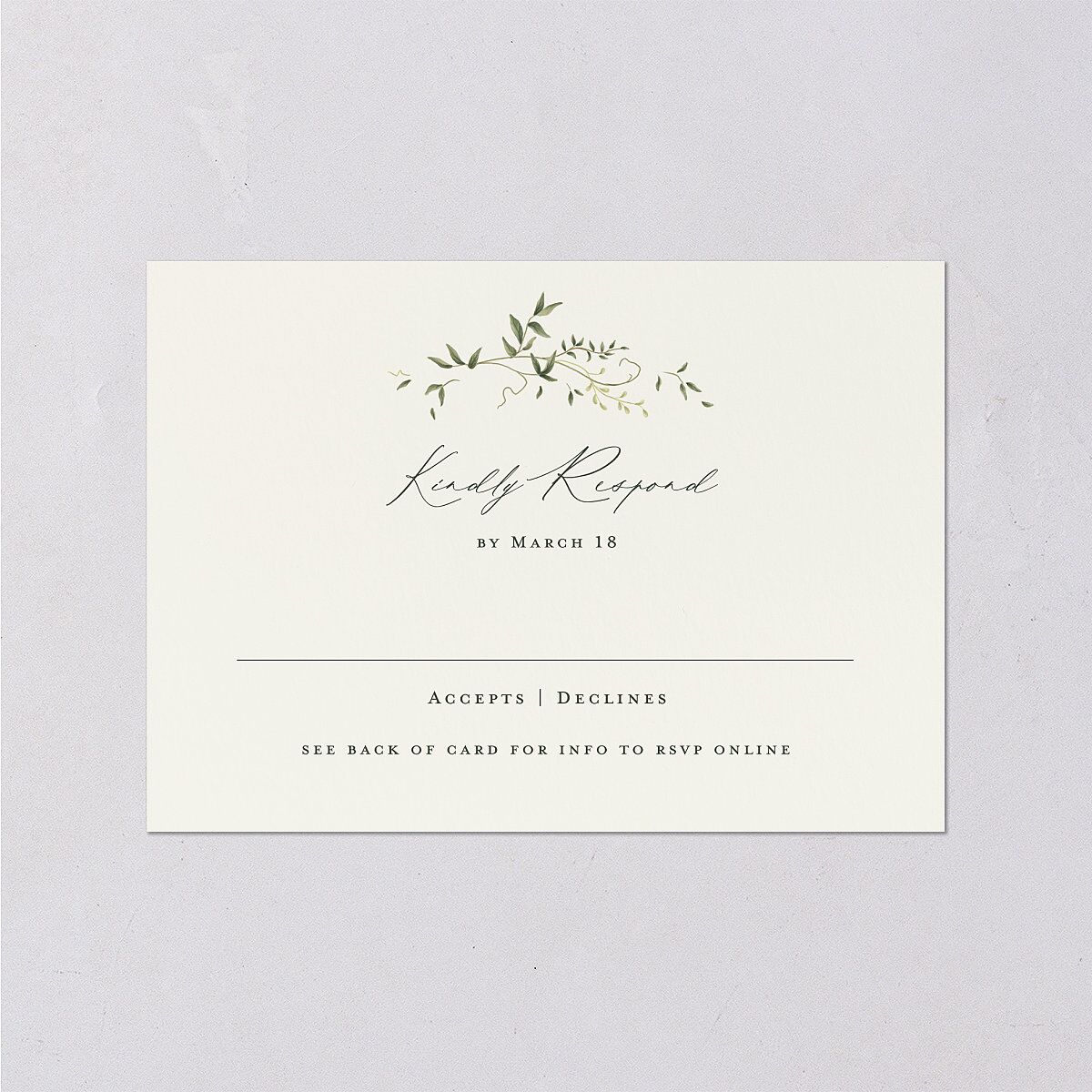 Dainty Fairytale Greenery Wedding Response Cards — view 1