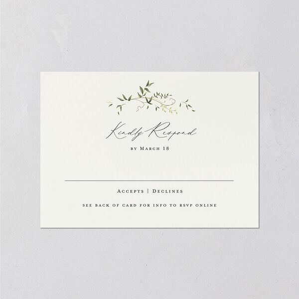 Dainty Fairytale Greenery Wedding Response Cards Hunter Green Signature