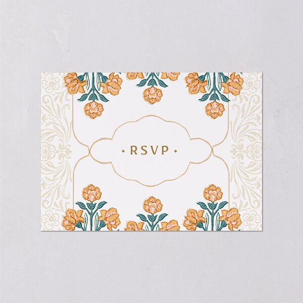 Indian Botanical Blooms Wedding Response Cards Daffodil Signature Standard
