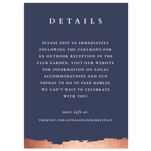 Elegant Edge Wedding Enclosure Cards Rose Gold Moody Blue Signature Standard