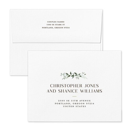 Greenery Frame Thank You Card Envelopes Cream White Return Address Signature Standard