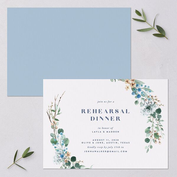 Rustic Greenery Rehearsal Dinner Invitations Cornflower Signature Blank
