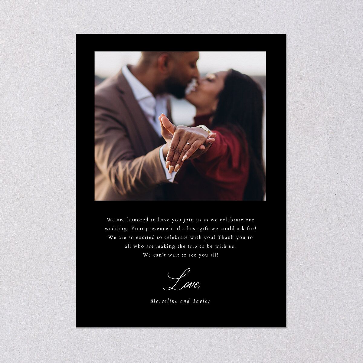 Classic Champagne with Bows Wedding Invitations Pure White Signature Blank No Standard