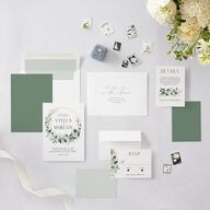 Timeless Floral Hoop Foil Wedding Invitations Gold Pure White Signature Blank No Standard